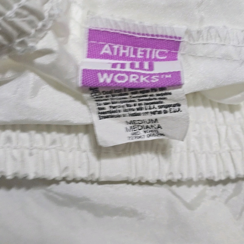 Vintage Athletic Works  Nylon Shorts Athletic White Pockets Size M 80s-90s - Picture 3 of 6